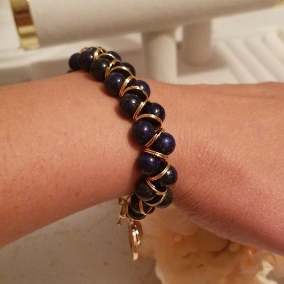 Lapis lazuli & 18K gold plated bracelet - Picture 7 of 7